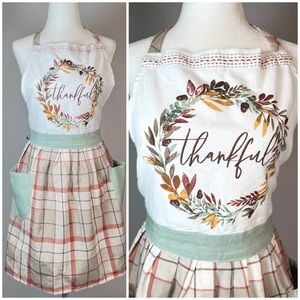 THANKFUL plaid embroidered holiday apron